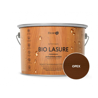 Пропитка для дерева водоотталкивающая Elcon Bio Lasure, орех, 9л